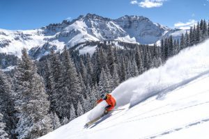 Skiing soft snow at Telluride