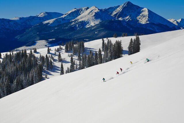Vail, back bowls, longest run of the mountain.