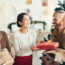 Group of friends exchanging gifts