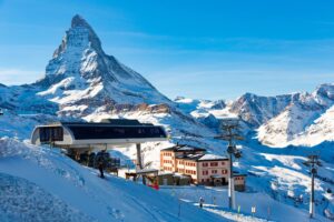 Bluebird day in Zermatt, Switzerland with Matterhorn