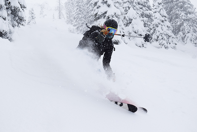 Bridger Bowl skier in powder.