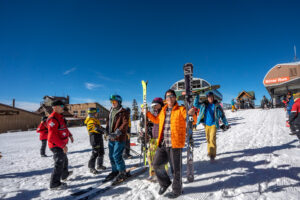 Skiers on the slopes of Keystone Resort in Colorado on opening day, October 25, 2025.