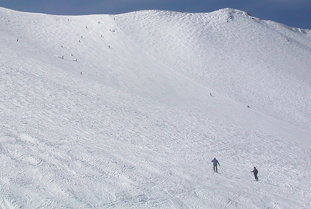 Mammoth Mountain, CA, uphill skiing.