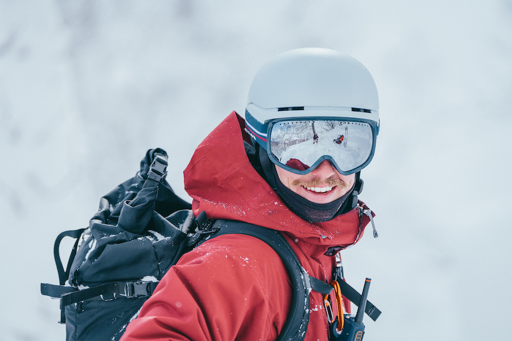 Skier with pair of Googles on