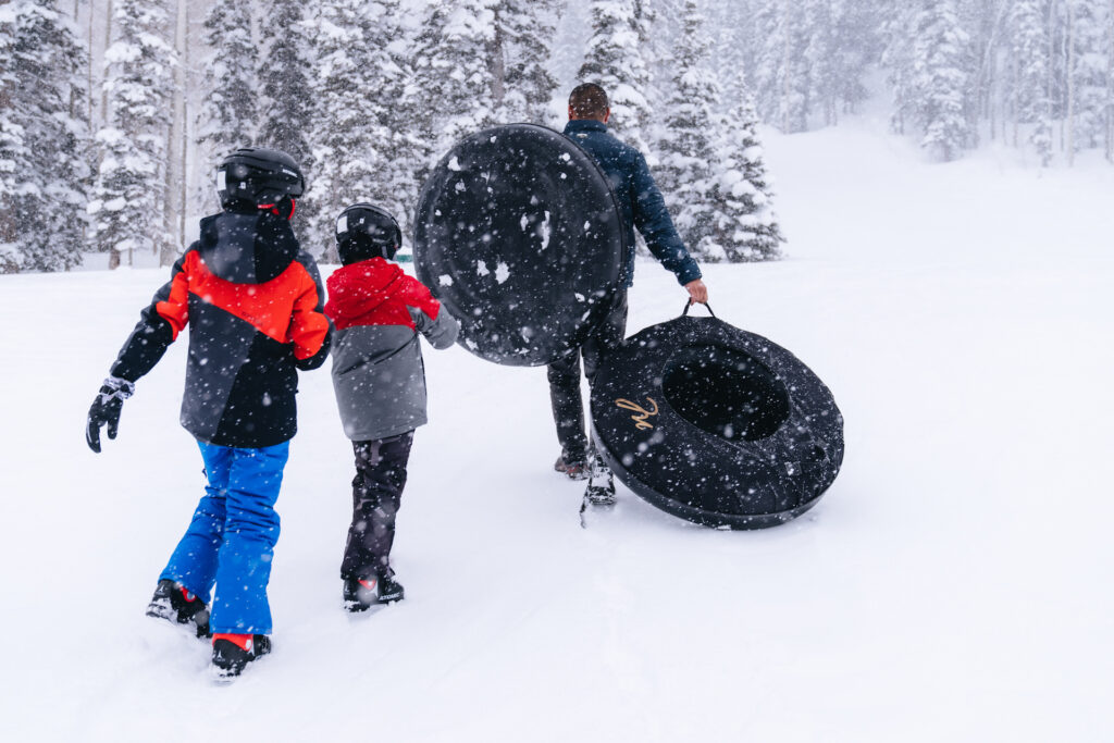 Family going snow tubing