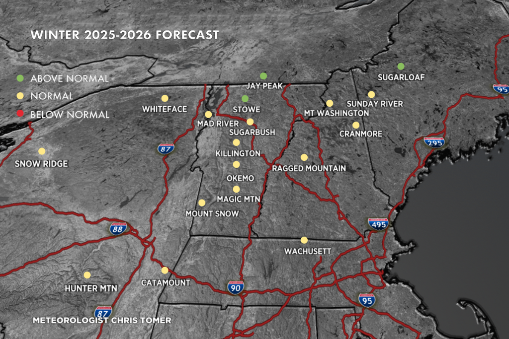 Graphic of Chris Tomer snow forecast of the West for 2025-26