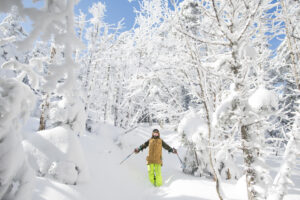 Standing in powder at Whiteface Mountain