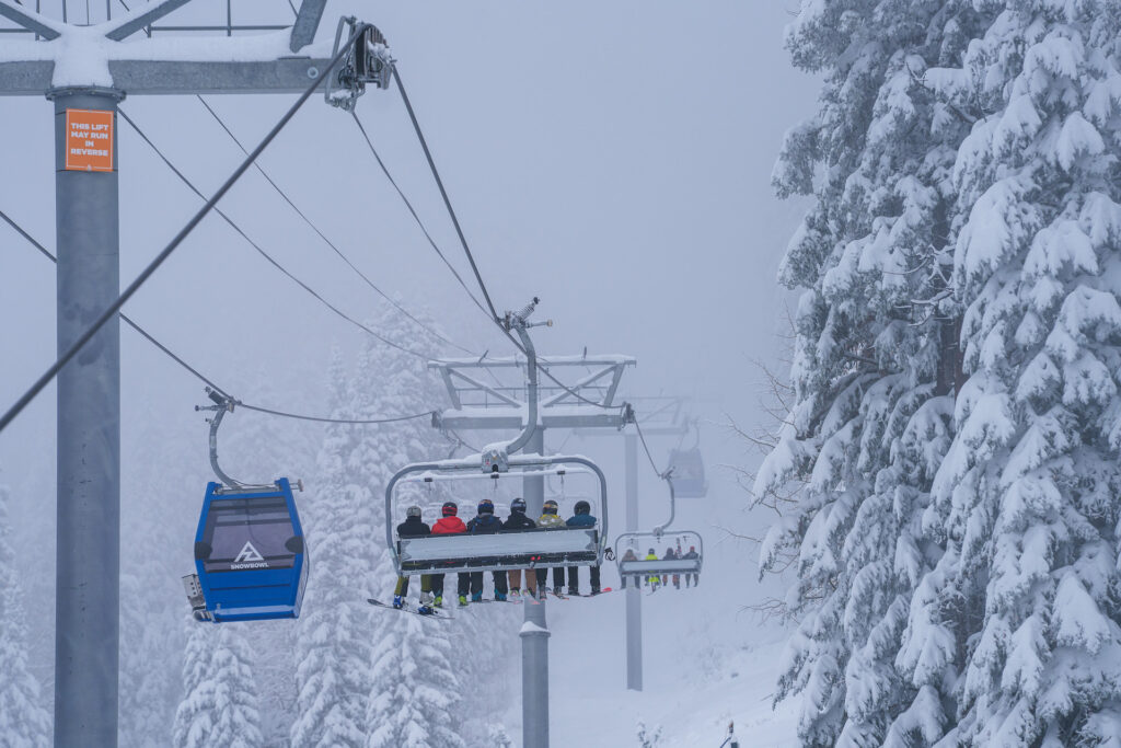Opening day 2025 at Arizona Snowbowl on the chairlift