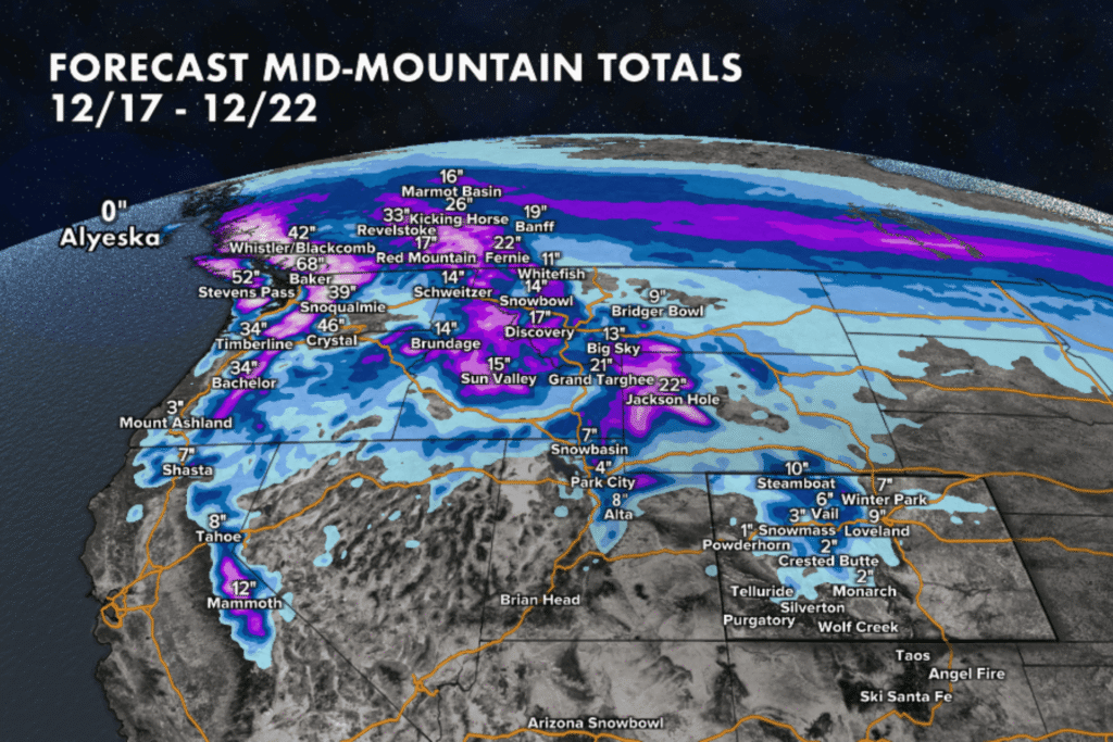 OnTheSnow West Forecast for Third Week of December