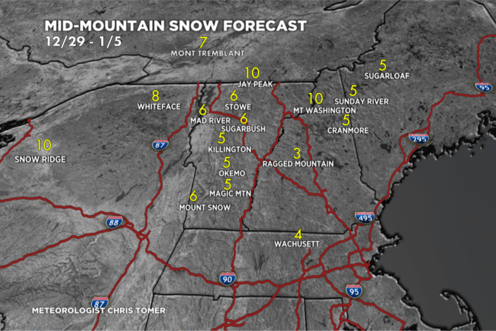 OnTheSnow East Snow Forecast for New Year's Eve Week