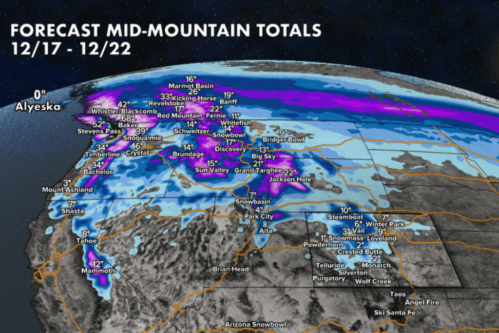 OnTheSnow West Forecast for Third Week of December