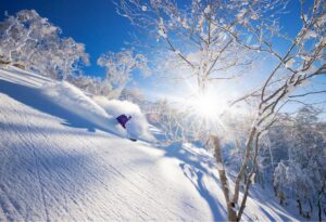 Powder day in Japan on a sunny day ©Rusutsu