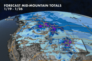 OnTheSnow West Snow Forecast for 1/18/2026