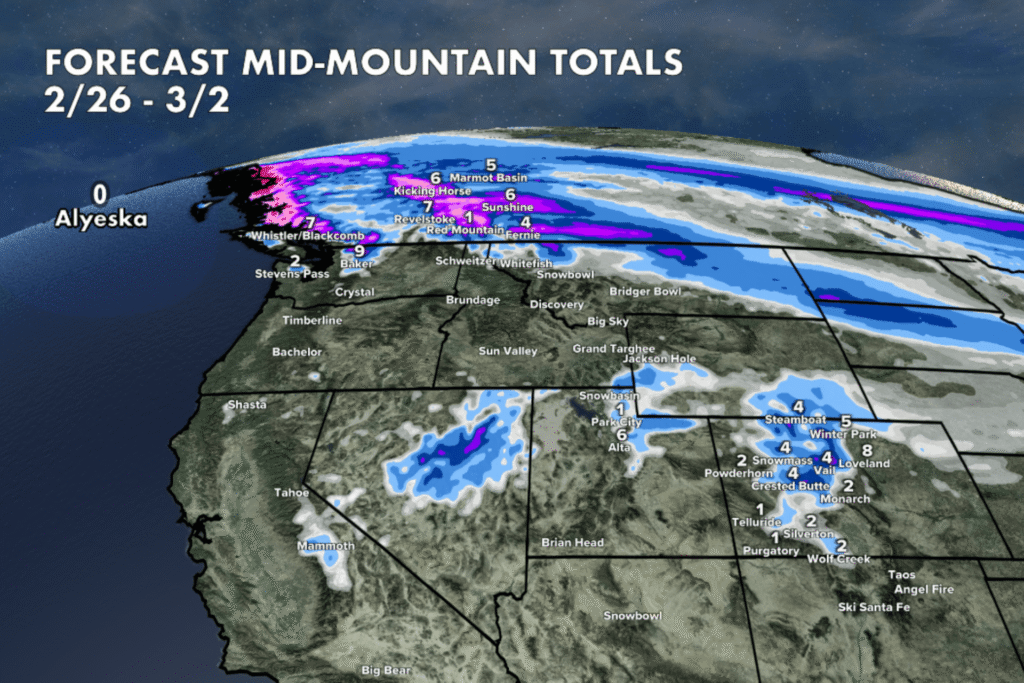 West Snow Forecast for 2/25