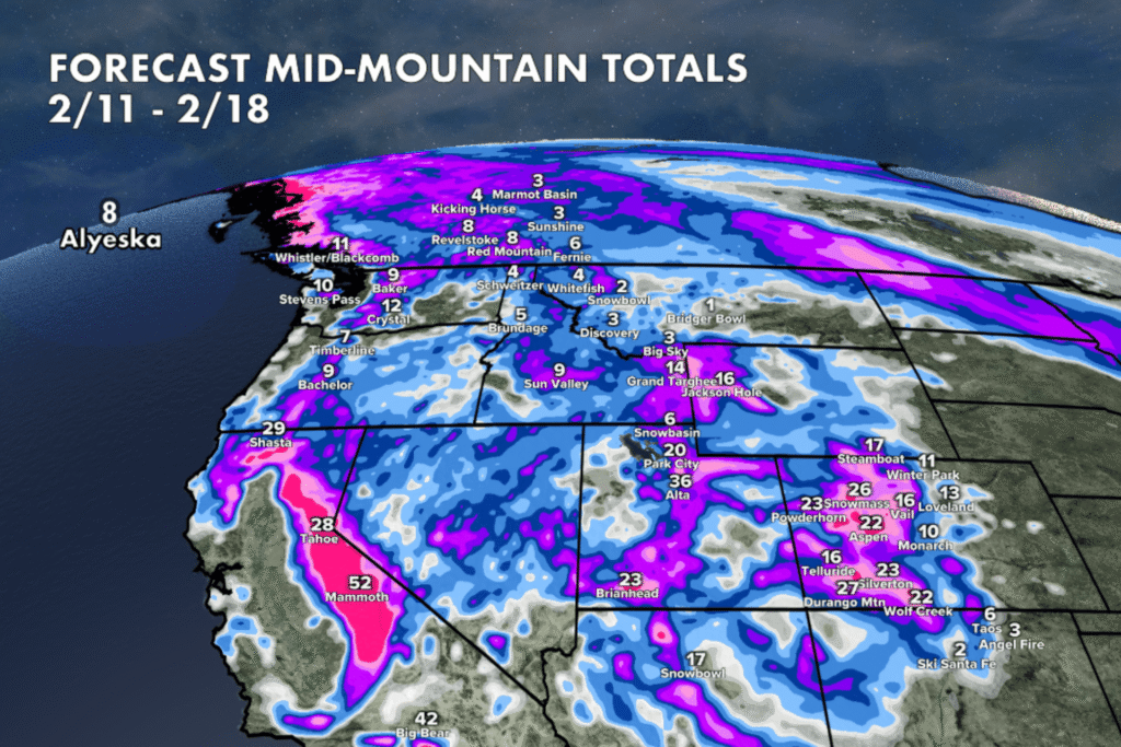 West Snow Forecast for 2/12