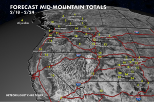 West Snow Forecast for 2/18