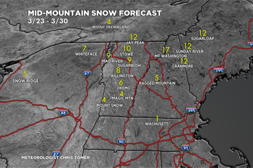 East Snow Forecast for 3/22/2026