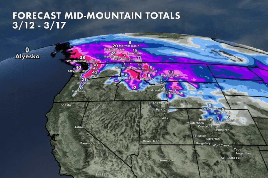 West Snow Forecast for 3/11/2026