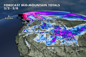 West Snow Forecast for 3/1/2026