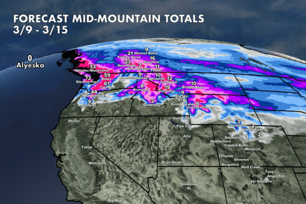 West Snow Forecast for 3/8/2026