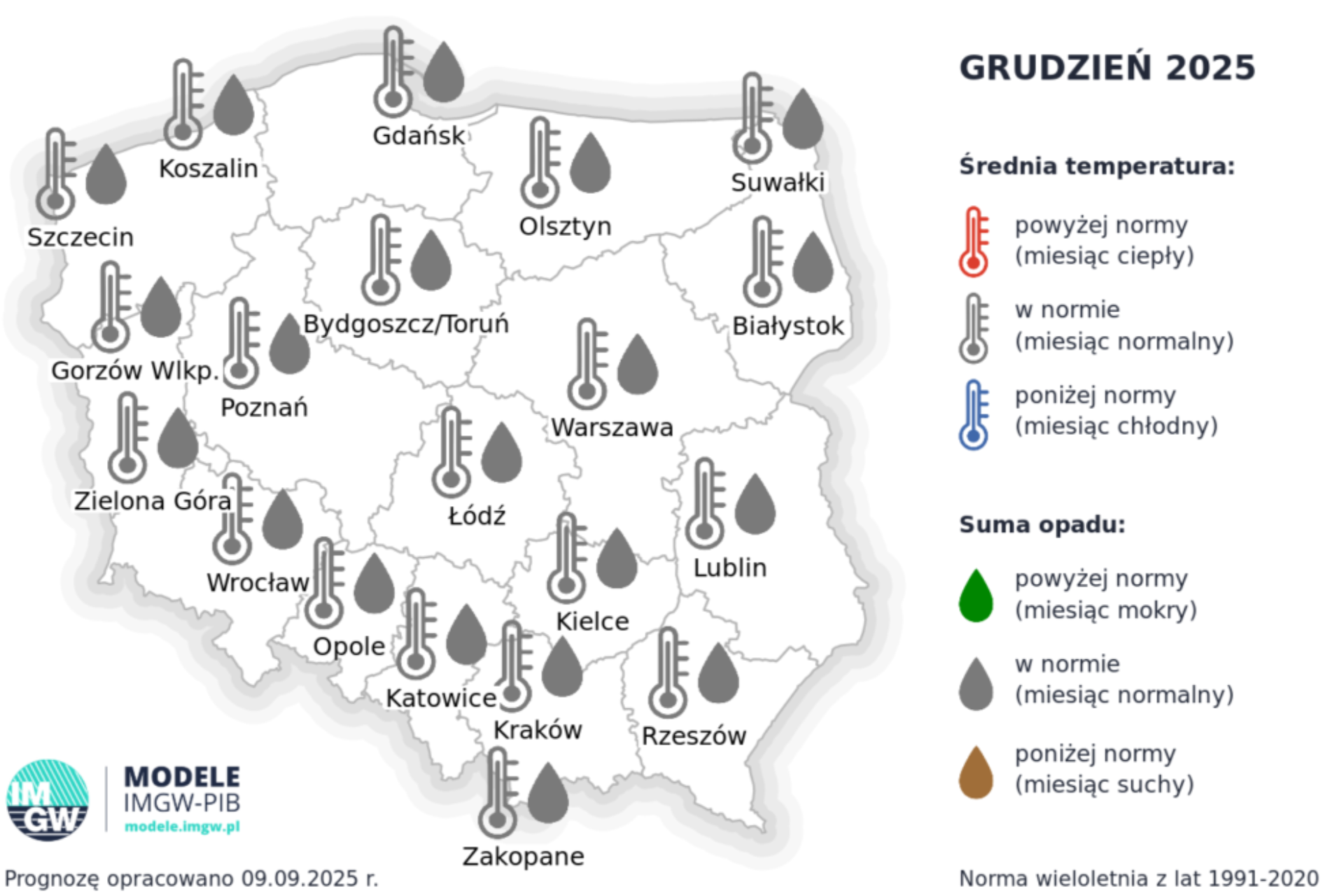 Prognoza na grudzień 2025 | Źródło: IMGW